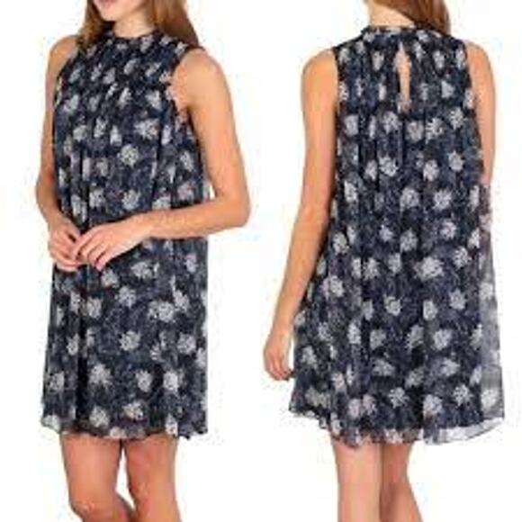 Joie Baltic Print Mini Dress Relaxed A Line High Ruffle Neck Women Large - Picture 1 of 14